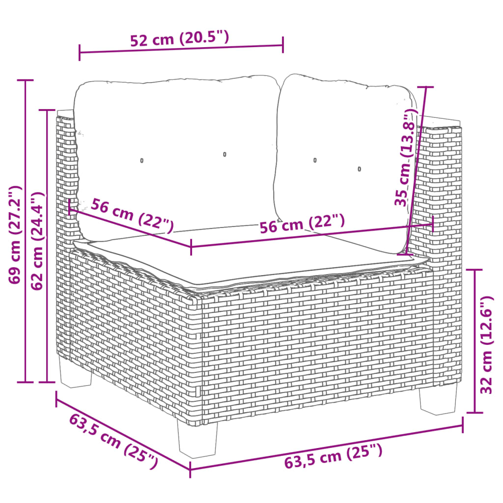 vidaXL Set de sofás de jardín 7 pzas con cojines ratán sintético gris