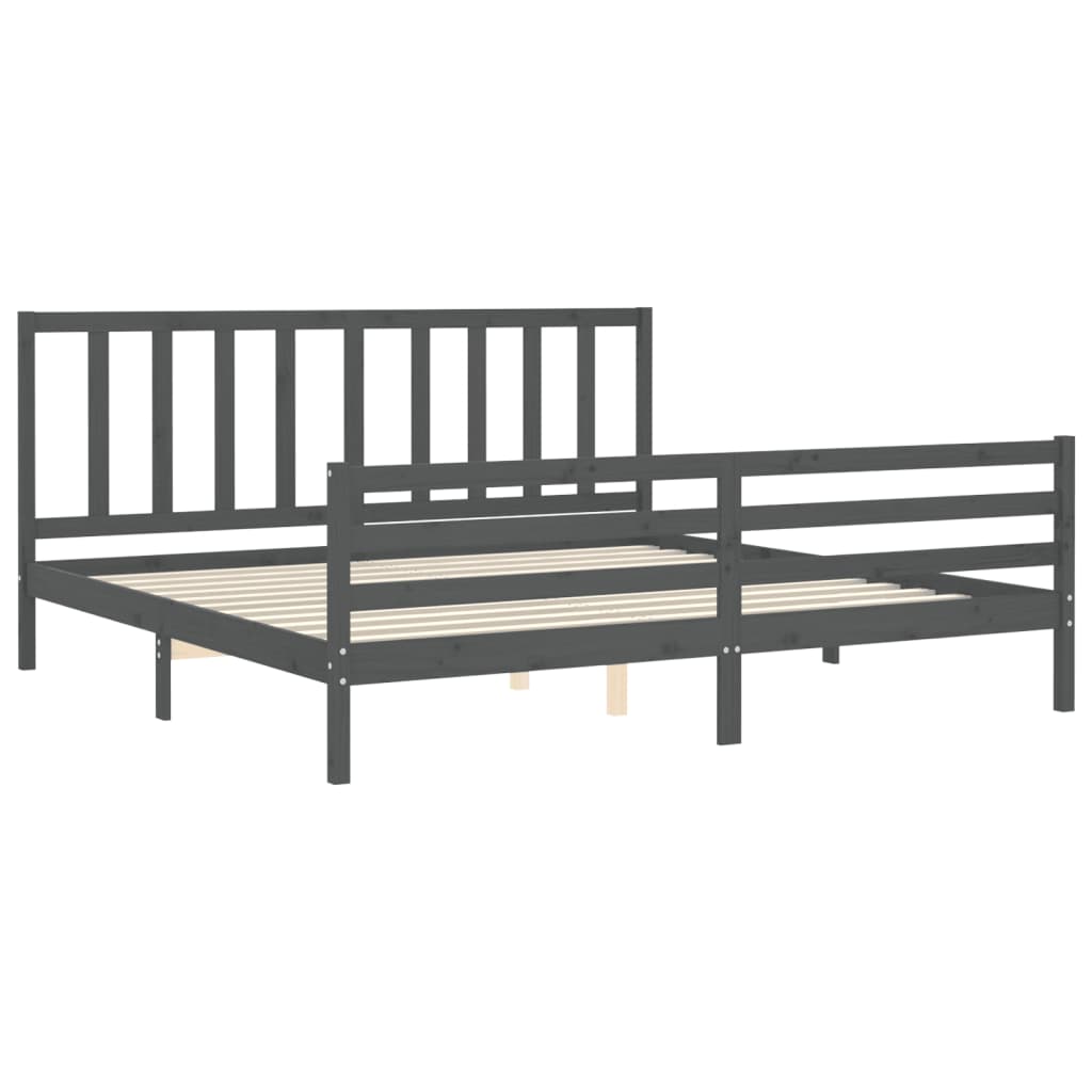 vidaXL Estructura de cama con cabecero madera maciza gris 200x200 cm