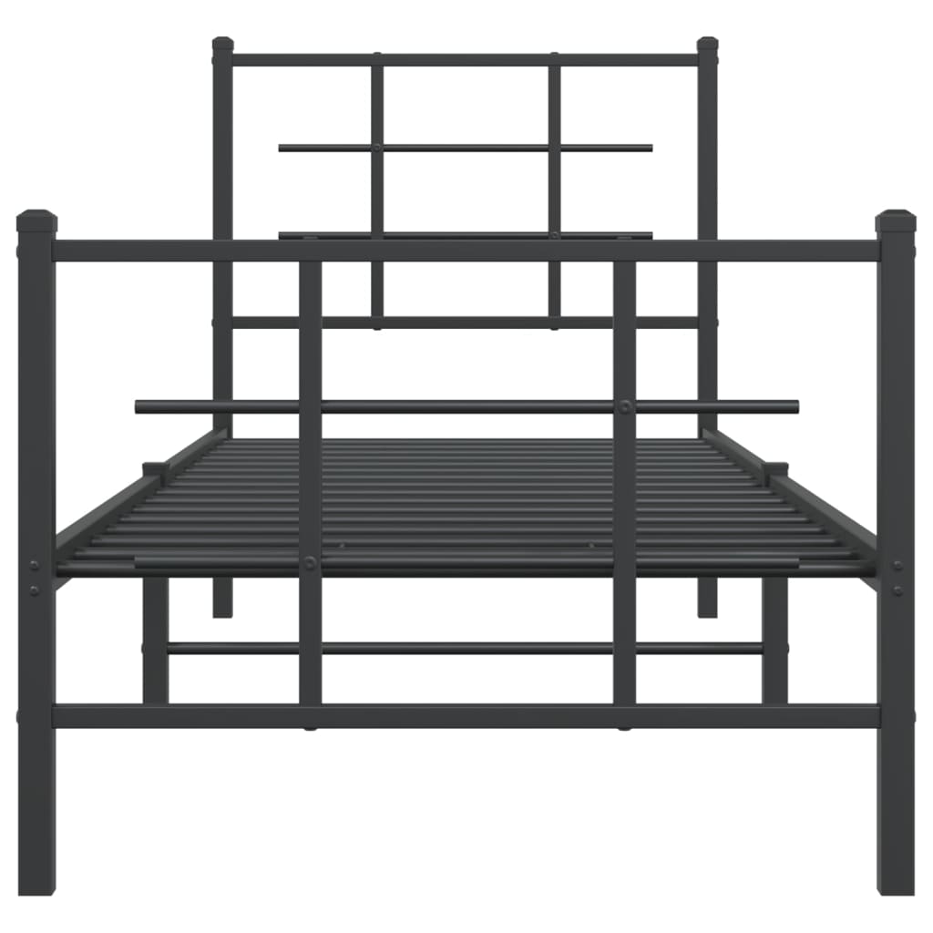 vidaXL Estructura cama sin colchón con estribo metal negro 75x190 cm