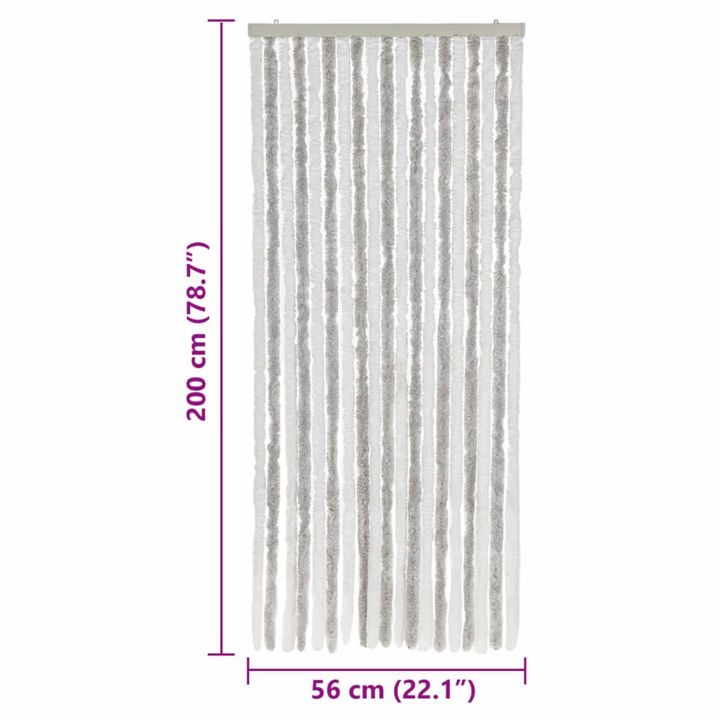 vidaXL Cortina antimoscas chenilla gris claro y blanco 56x200 cm