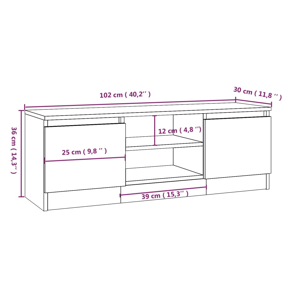 vidaXL Mueble de TV con puerta roble Sonoma 102x30x36 cm