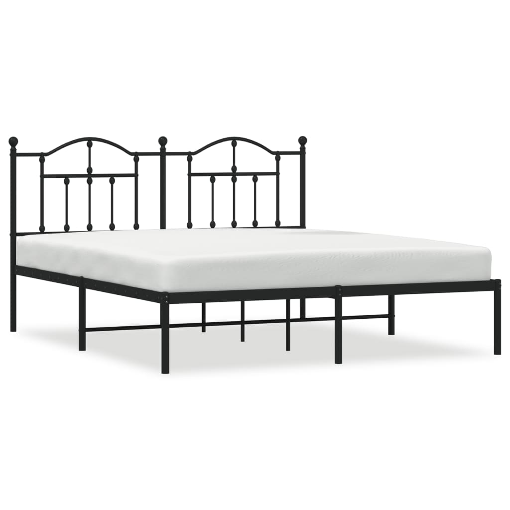 vidaXL Estructura cama sin colchón con cabecero metal negro 183x213 cm