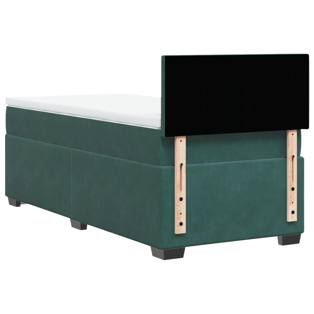 vidaXL Cama box spring con colchón terciopelo verde oscuro 80x200 cm