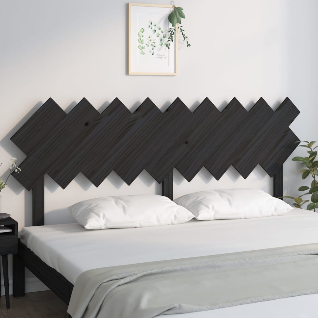 vidaXL Cabecero de cama madera maciza de pino negro 178x3x80,5 cm