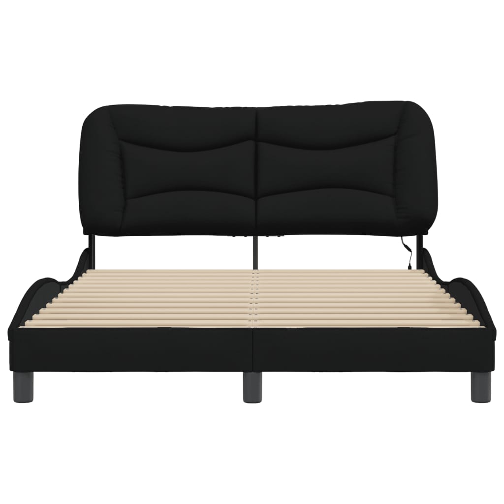 vidaXL Estructura de cama con luces LED tela negro 120x200 cm