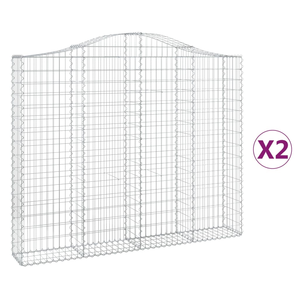 vidaXL Cestas gaviones 2 uds forma de arco hierro 200x30x160/180 cm