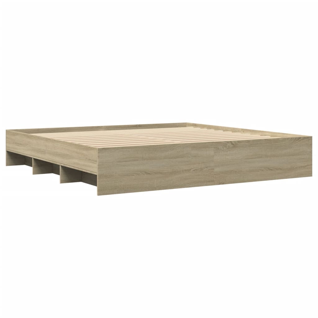 vidaXL Estructura de cama madera de ingeniería roble Sonoma 200x200 cm