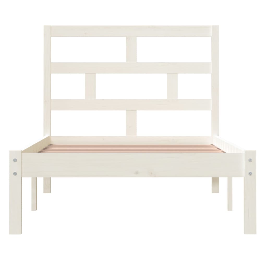 vidaXL Estructura de cama individual de madera maciza blanco 90x190 cm