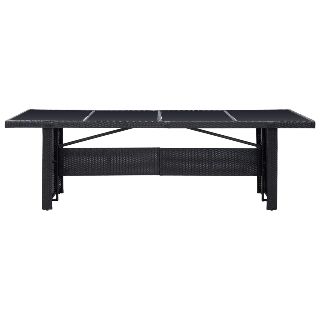 vidaXL Mesa de jardín ratán sintético y vidrio negro 240x90x74 cm