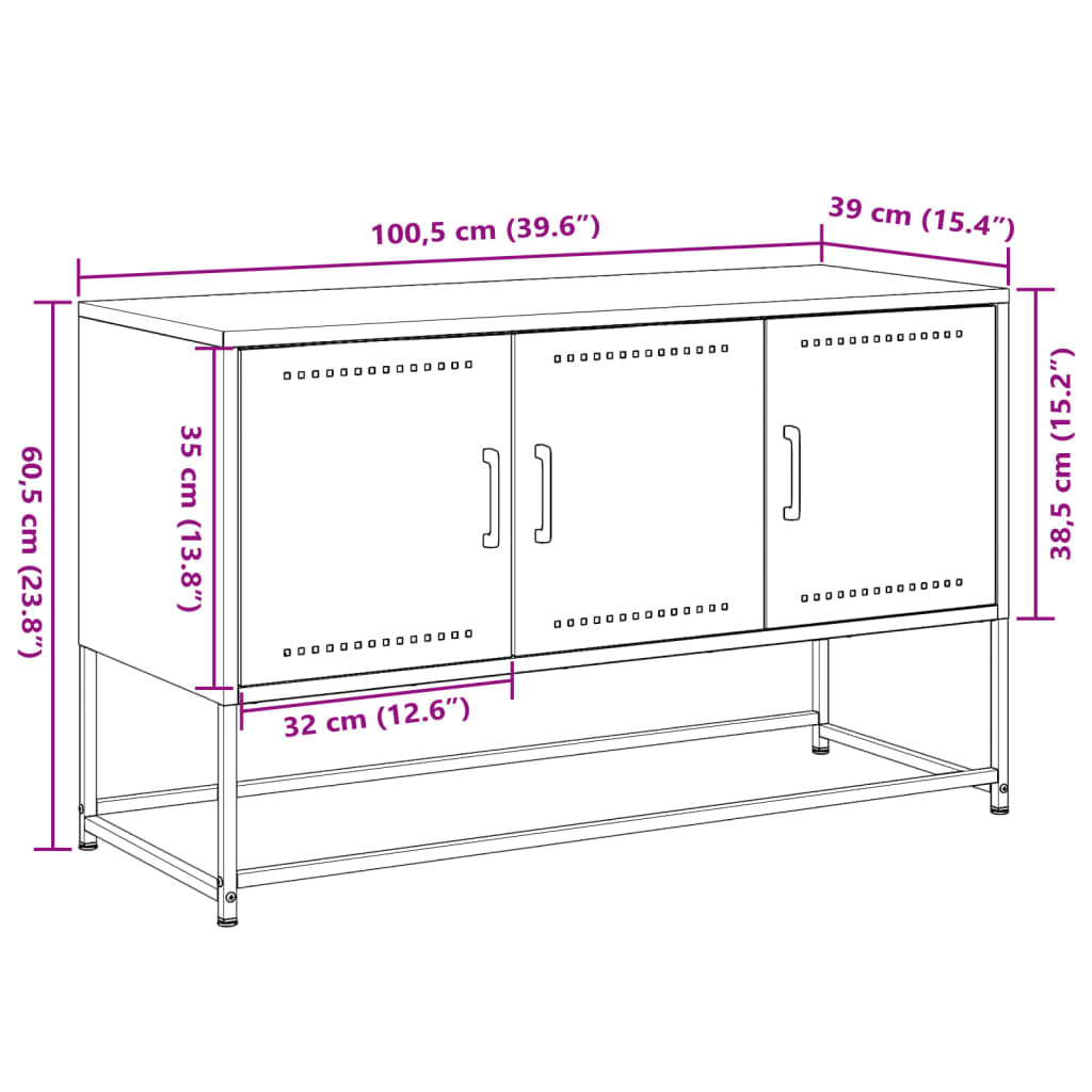 vidaXL Mueble para TV de acero verde oliva 100,5x39x60,5 cm