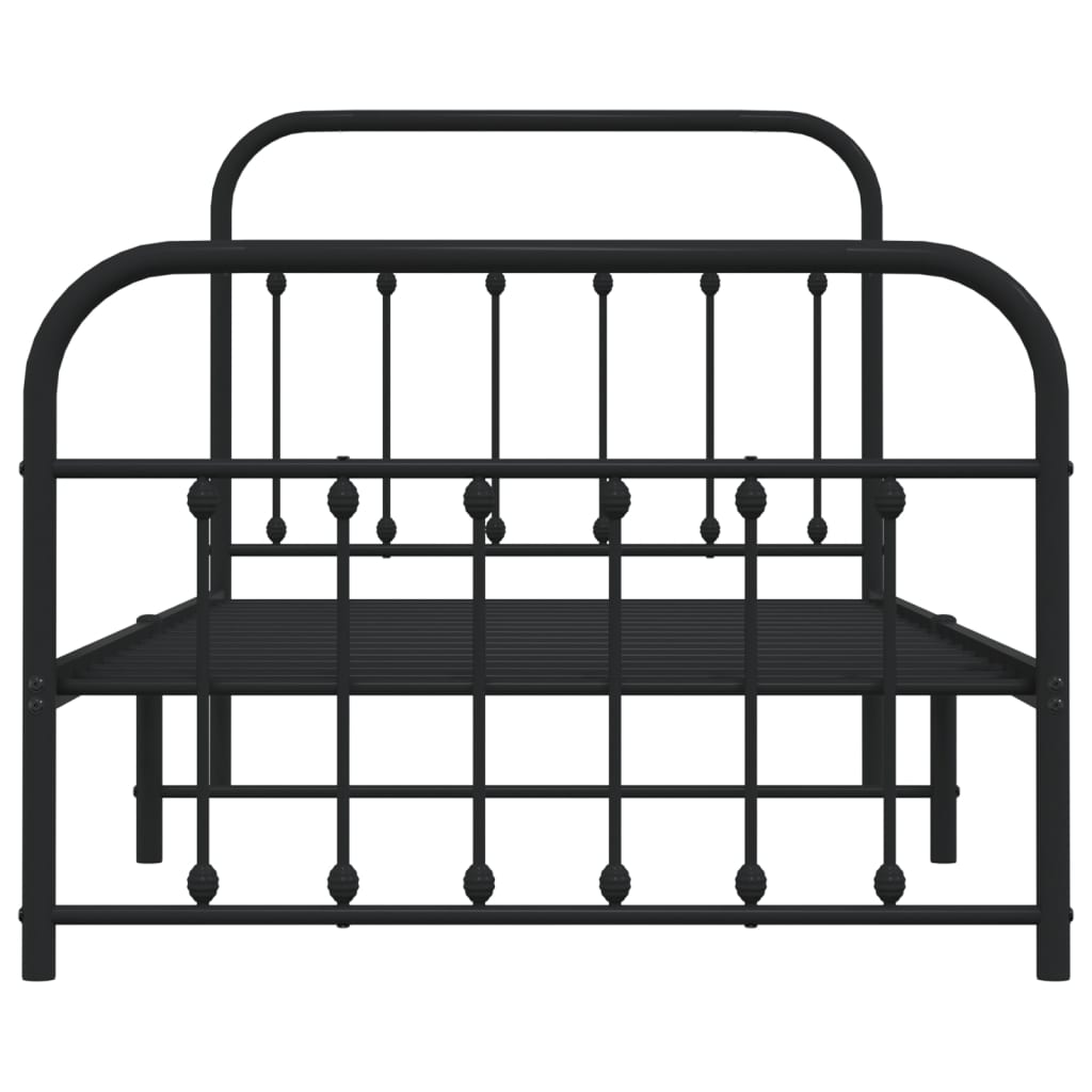 vidaXL Estructura cama sin colchón con estribo metal negro 100x190 cm