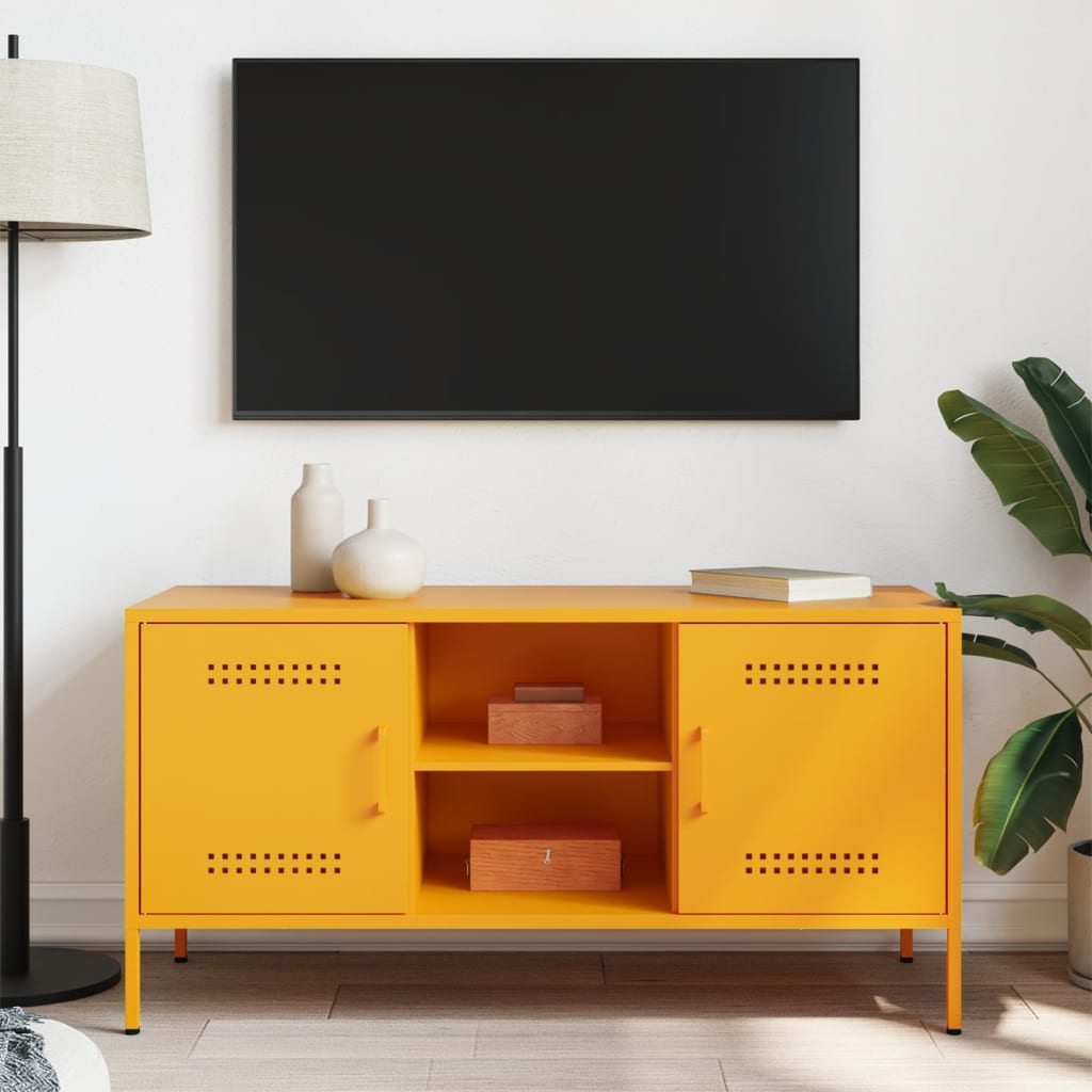 vidaXL Mueble de TV de acero amarillo mostaza 100,5x39x50,5 cm