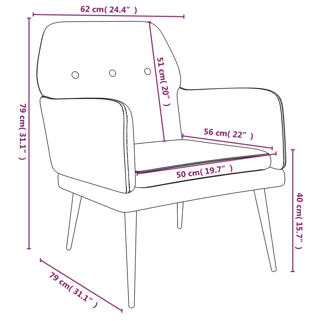 vidaXL Sillón de terciopelo rosa 62x79x79 cm