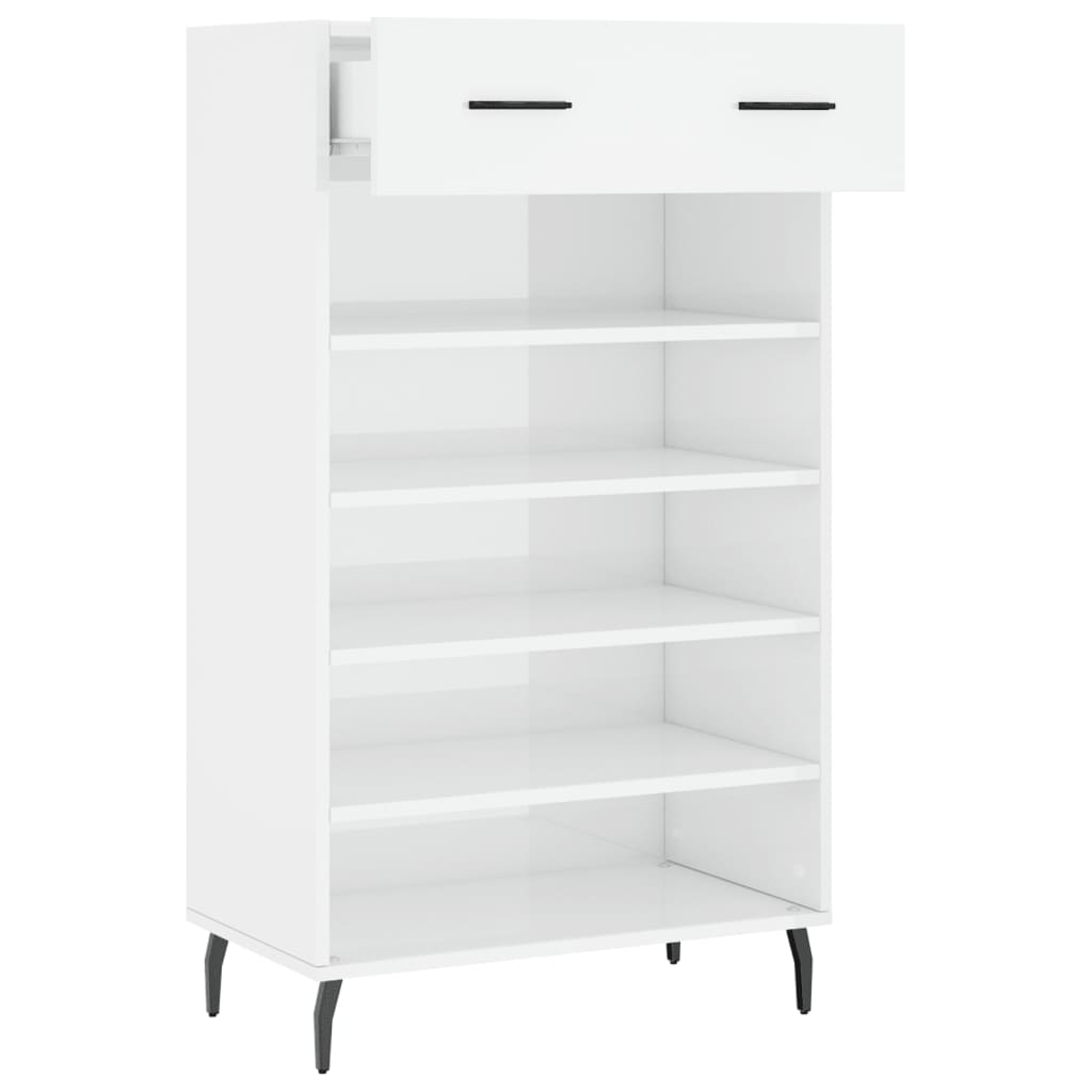 vidaXL Mueble zapatero madera contrachapada blanco brillo 60x35x105 cm