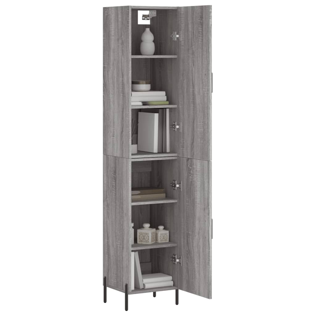 vidaXL Aparador alto madera contrachapada gris Sonoma 34,5x34x180 cm