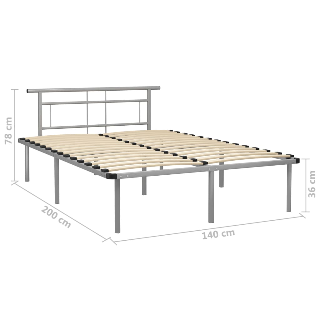 vidaXL Estructura de cama sin colchón metal gris 140x200 cm