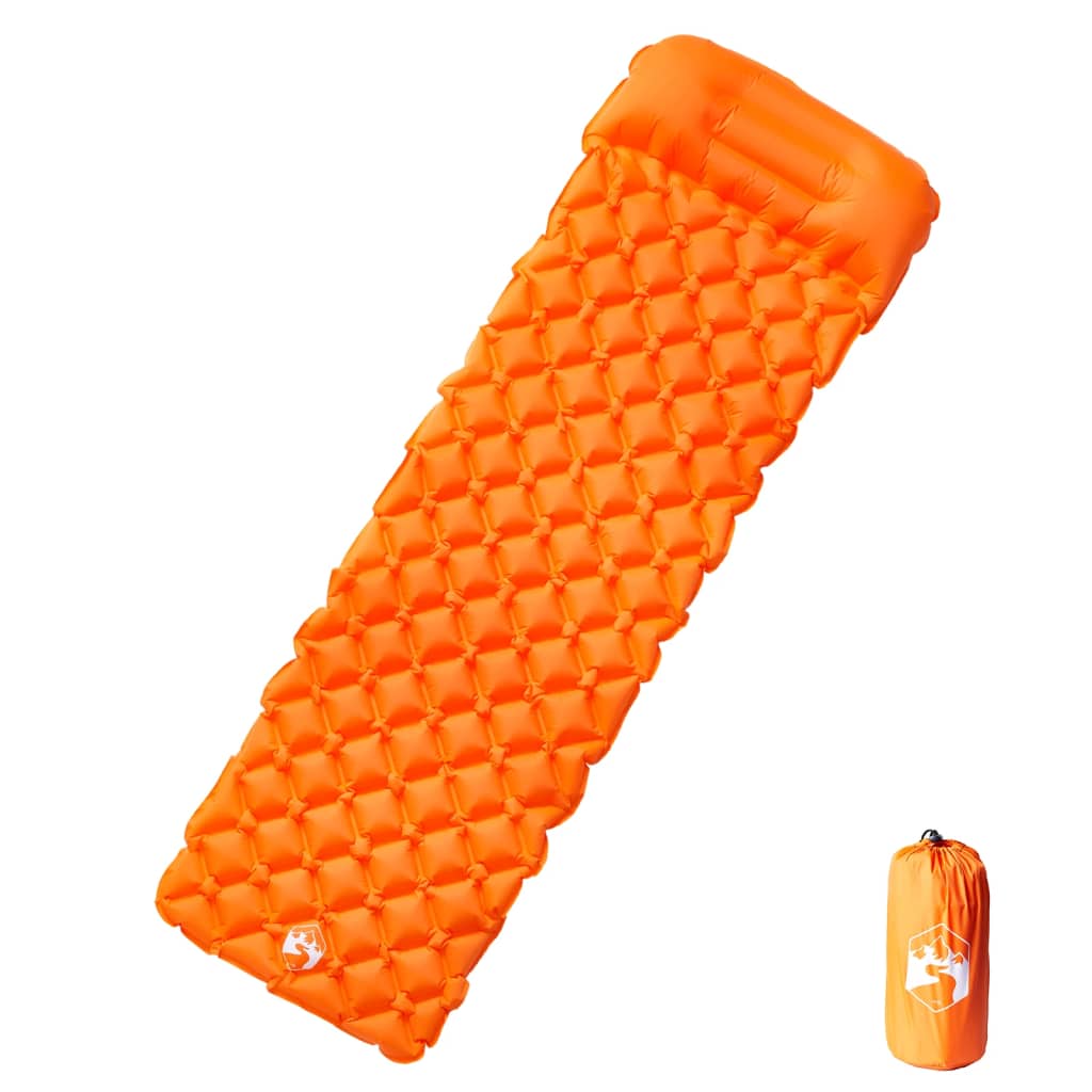 vidaXL Colchón de camping inflable con almohada 1 persona naranja