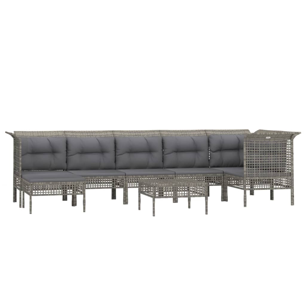 vidaXL Set de muebles de jardín 8 pzas y cojines ratán sintético gris