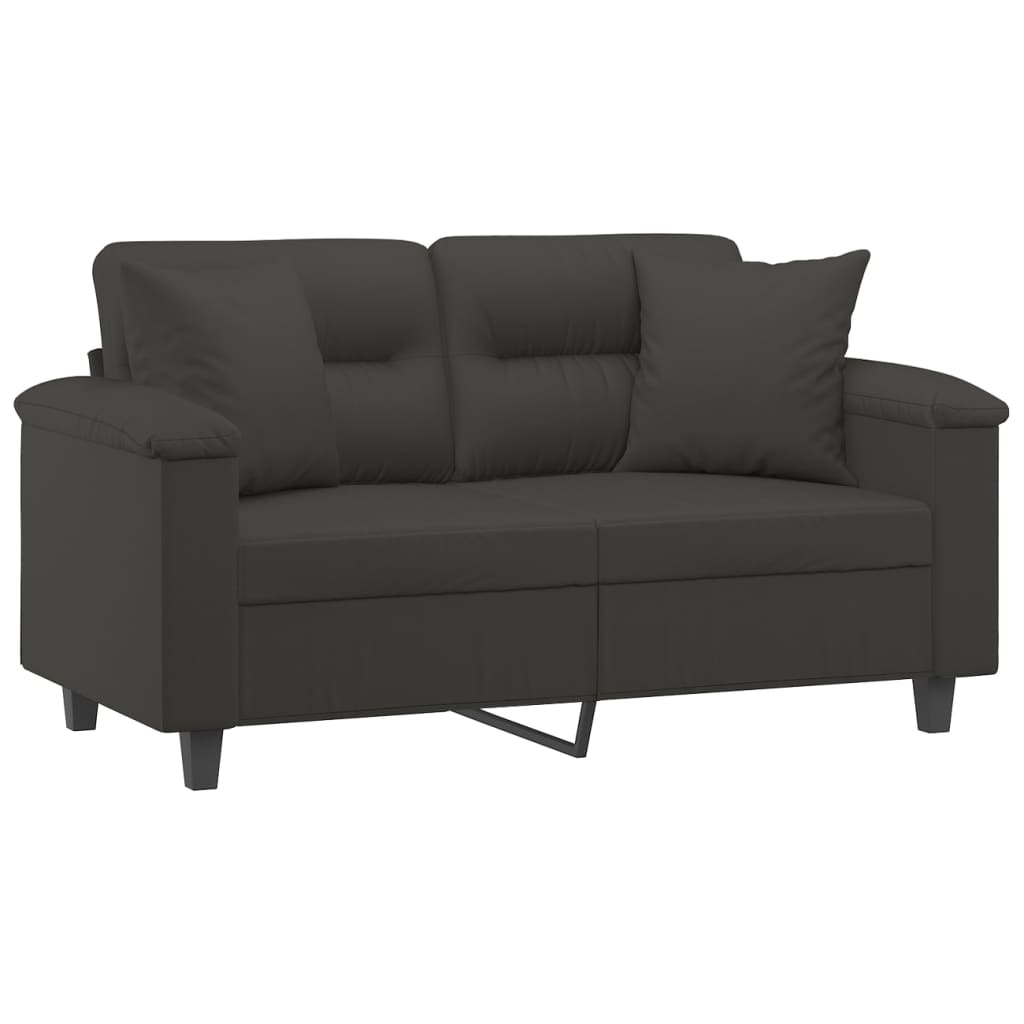 vidaXL Sofá 2 plazas almohadas y cojines microfibra gris oscuro 120 cm