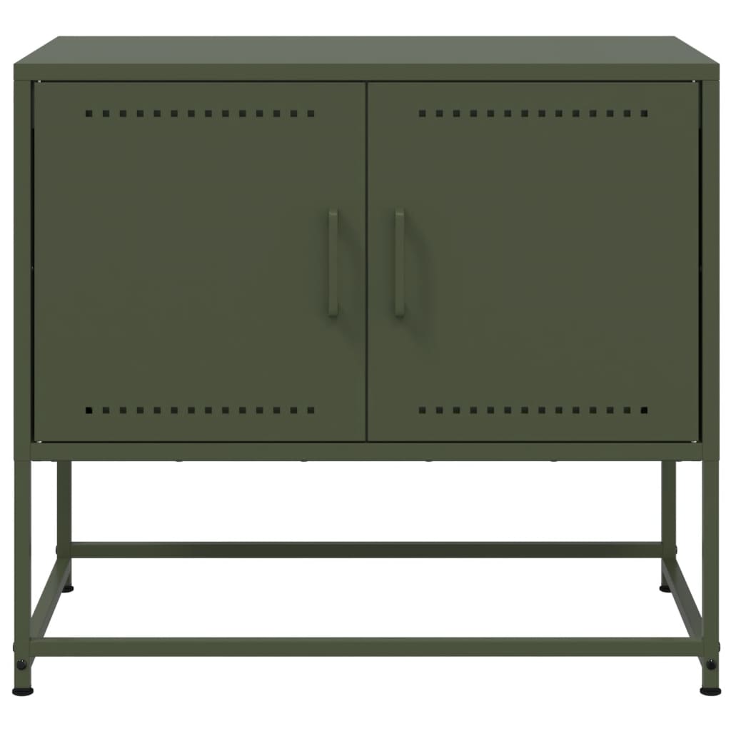 vidaXL Mueble para TV de acero verde oliva 68,5x39x60,5 cm