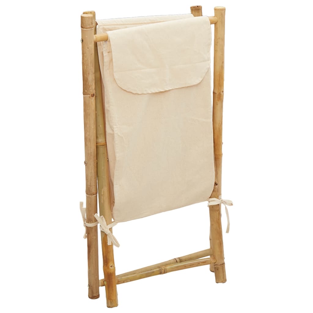 vidaXL Cesto de la ropa sucia de bambú blanco crema 41,5x36x63,5 cm