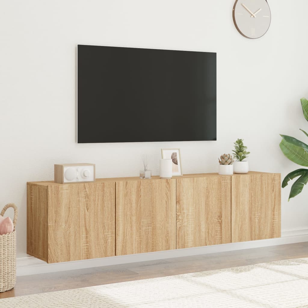 vidaXL Muebles para TV de pared 2 unidades roble Sonoma 80x30x41 cm