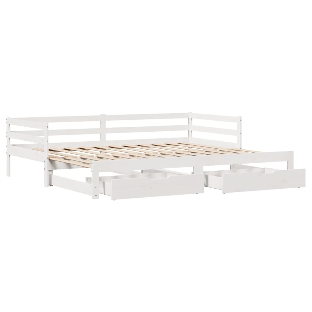 vidaXL Sofá cama nido con cajones madera maciza pino blanca 80x200 cm