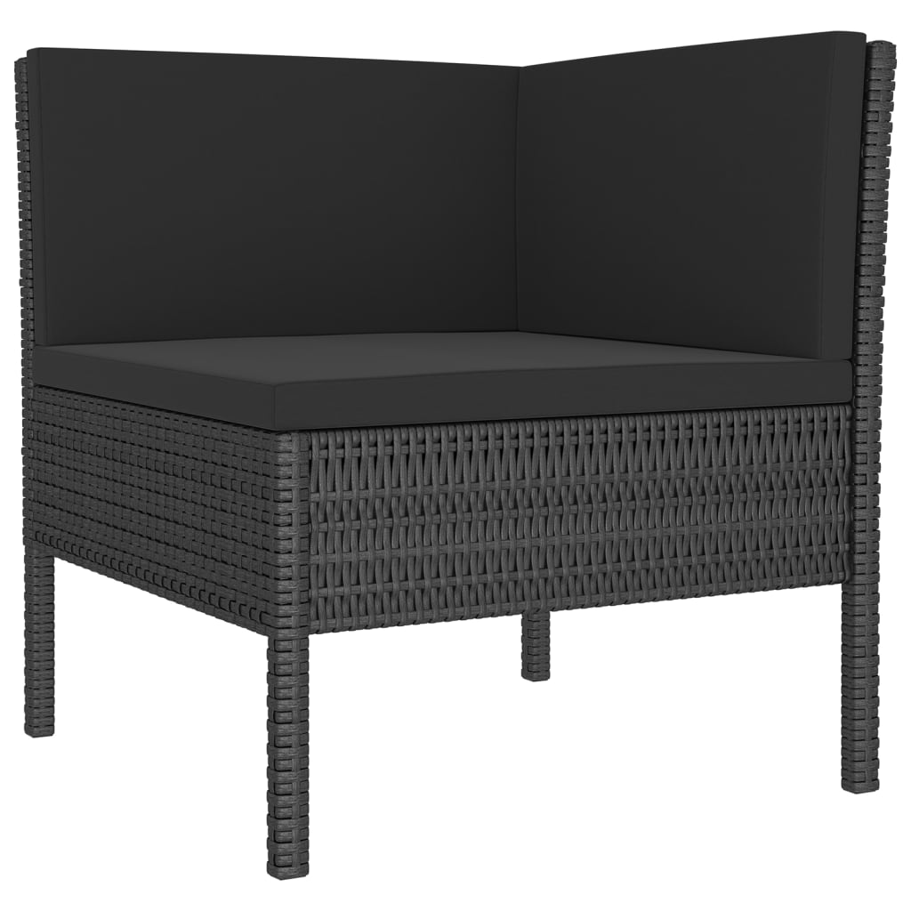 vidaXL Set de muebles de jardín 7 pzas y cojines ratán sintético negro