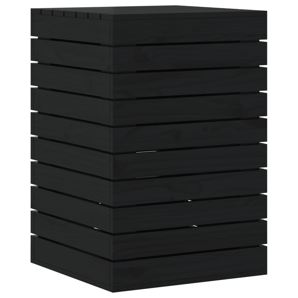 vidaXL Cesto para la ropa sucia madera maciza pino negro 44x44x66 cm