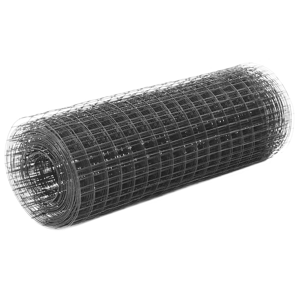 vidaXL Alambrada de gallinero acero recubrimiento PVC gris 25x0,5 m