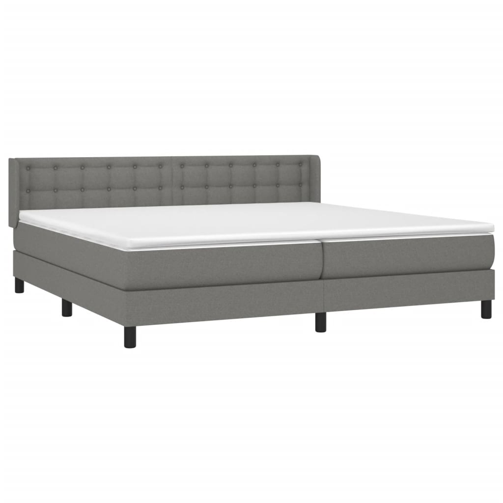 vidaXL Cama box spring con colchón tela gris oscuro 200x200 cm