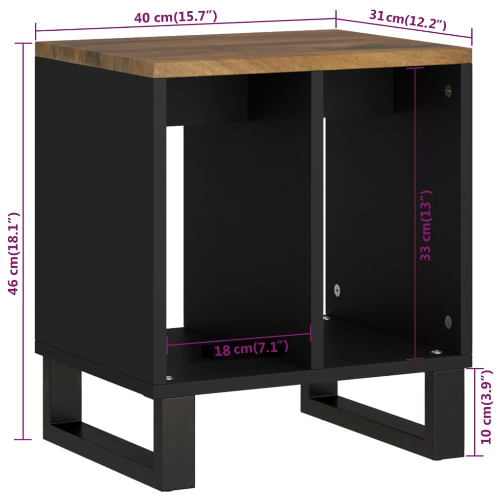 vidaXL Mesa auxiliar madera maciza mango y tecnológica 40x31x46 cm