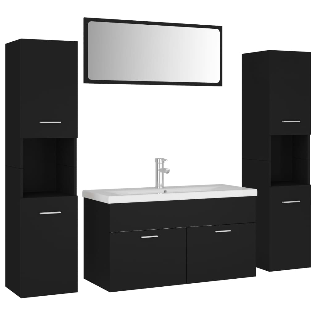 vidaXL Juego de muebles de baño madera de ingeniería negro