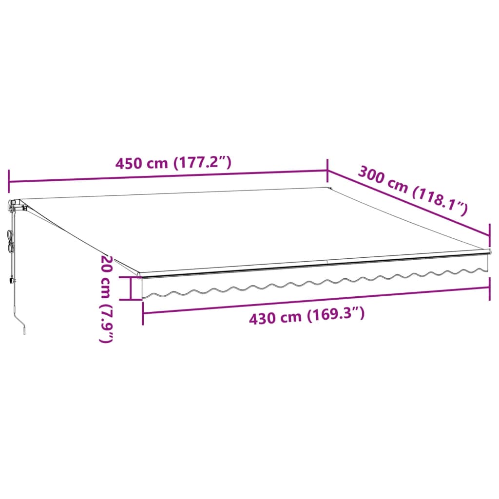 vidaXL Toldo retráctil automático marrón 450x300 cm