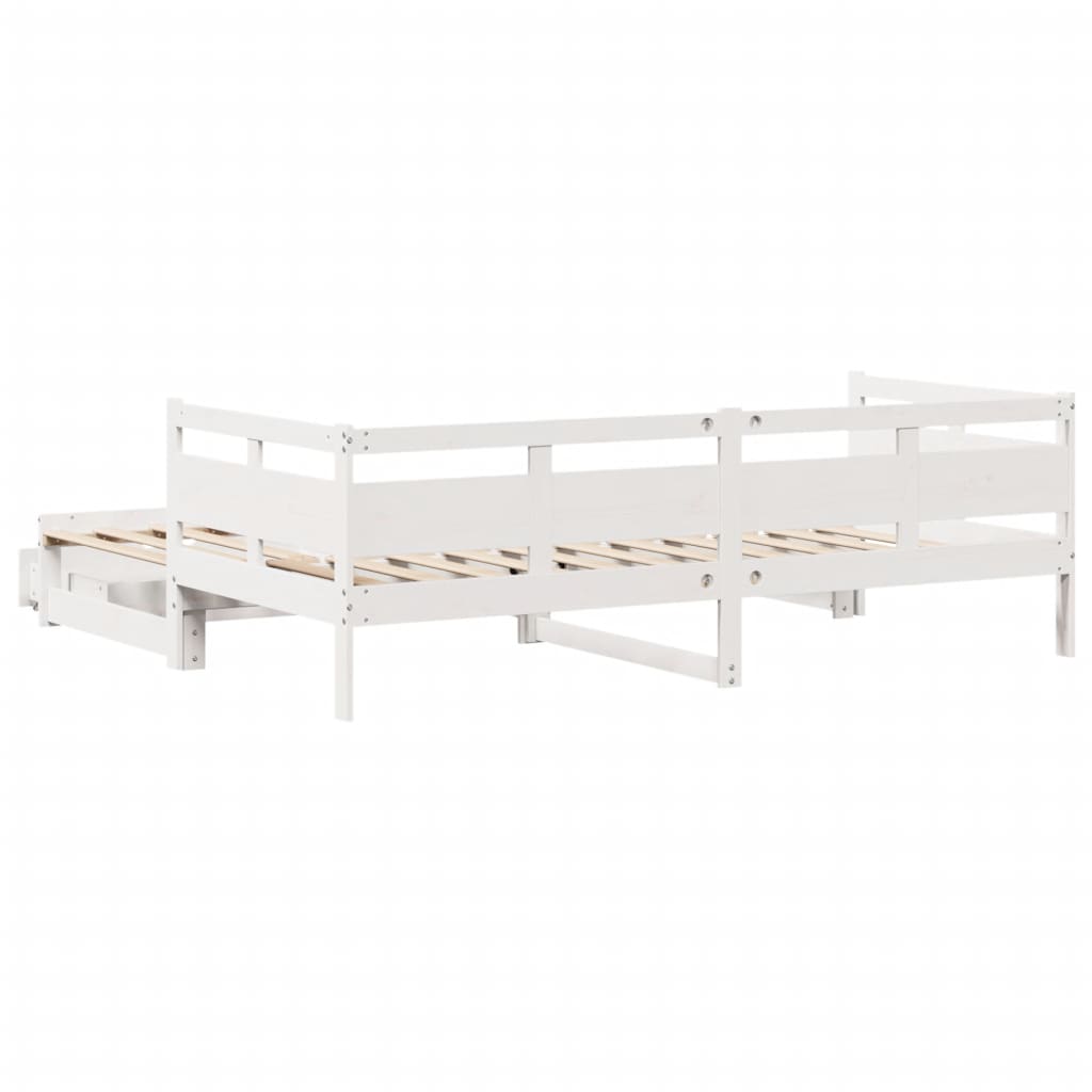 vidaXL Sofá cama nido con cajones madera maciza pino blanca 80x200 cm