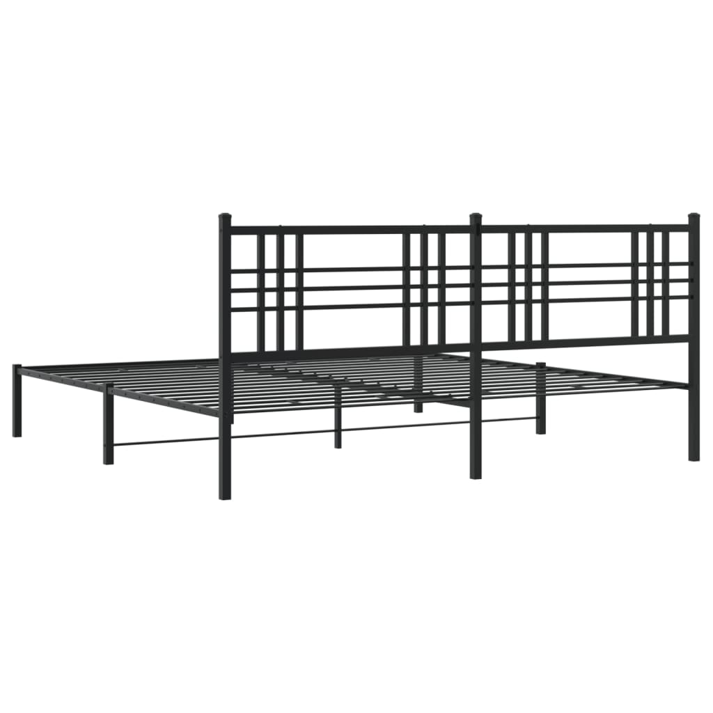 vidaXL Estructura cama sin colchón con cabecero metal negro 193x203 cm