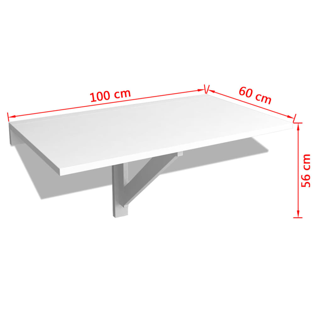 vidaXL Mesa plegable de pared blanco 100x60 cm