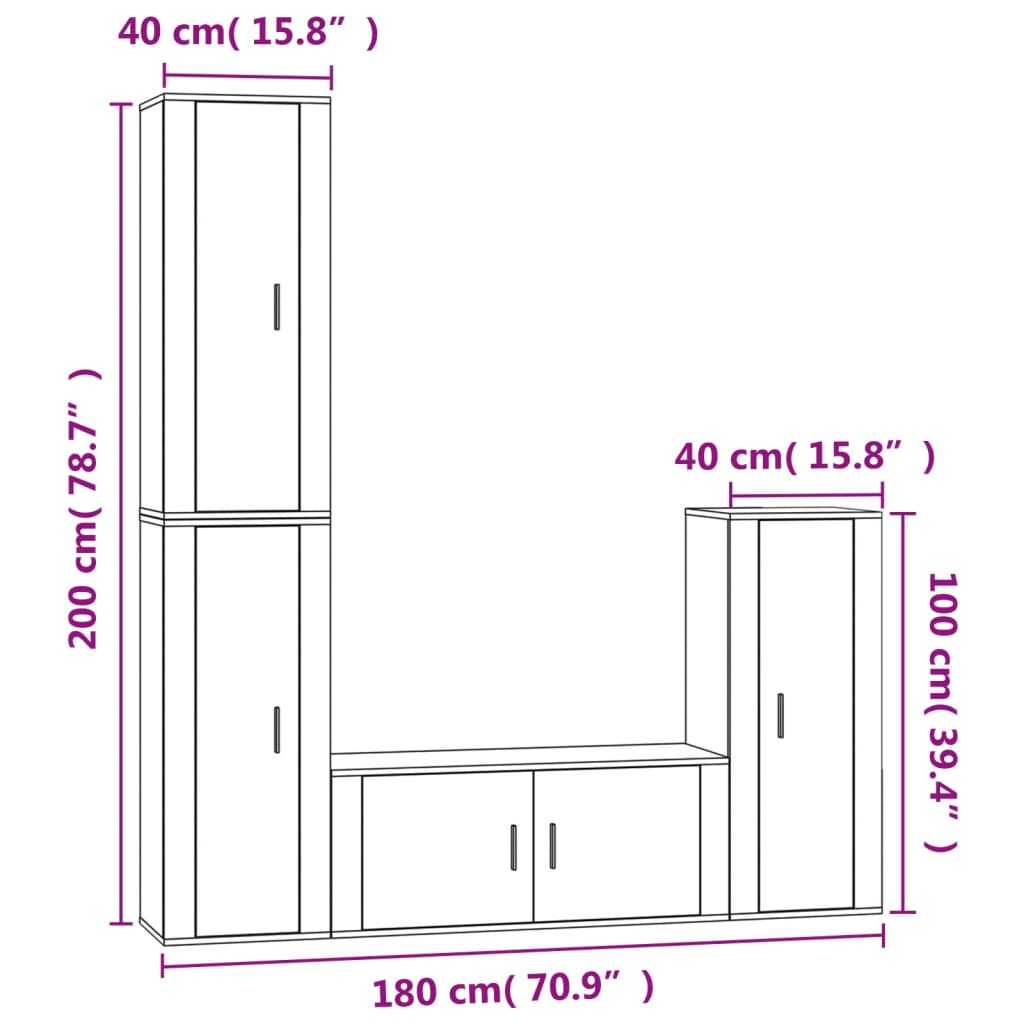 vidaXL Set de muebles de TV 4 pzas madera contrachapada blanco brillo