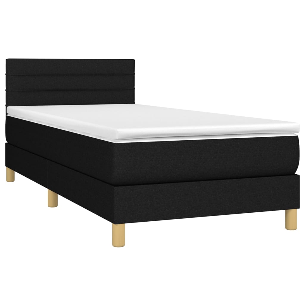 vidaXL Cama box spring con colchón tela negro 80x200 cm