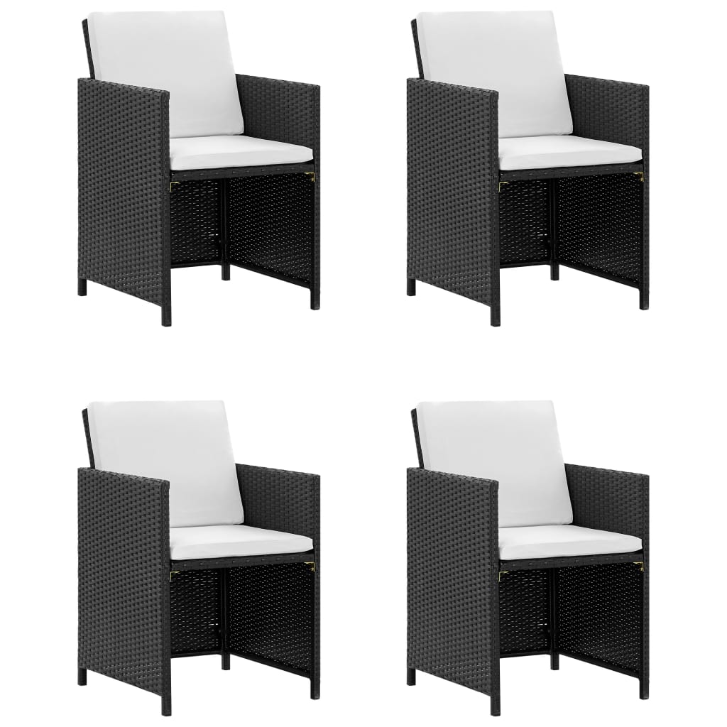 vidaXL Set comedor de jardín 9 piezas y cojines ratán sintético negro