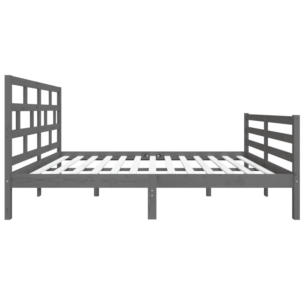 vidaXL Estructura de cama doble madera maciza gris 135x190 cm