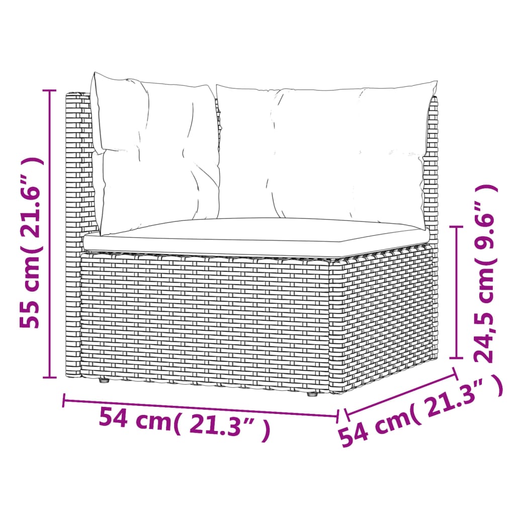 vidaXL Set de muebles de jardín 8 pzas y cojines ratán sintético gris