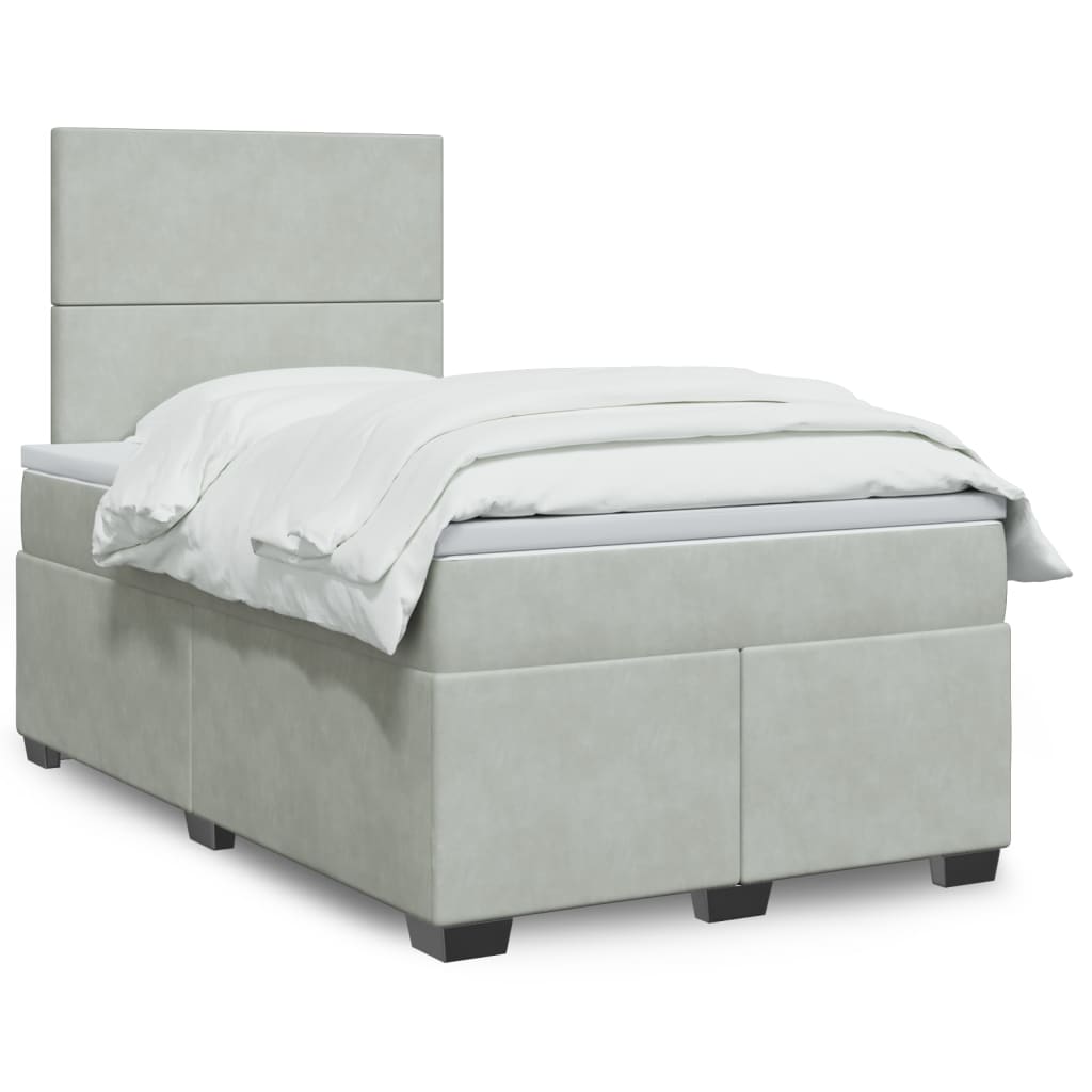 vidaXL Cama box spring con colchón terciopelo gris claro 120x190 cm