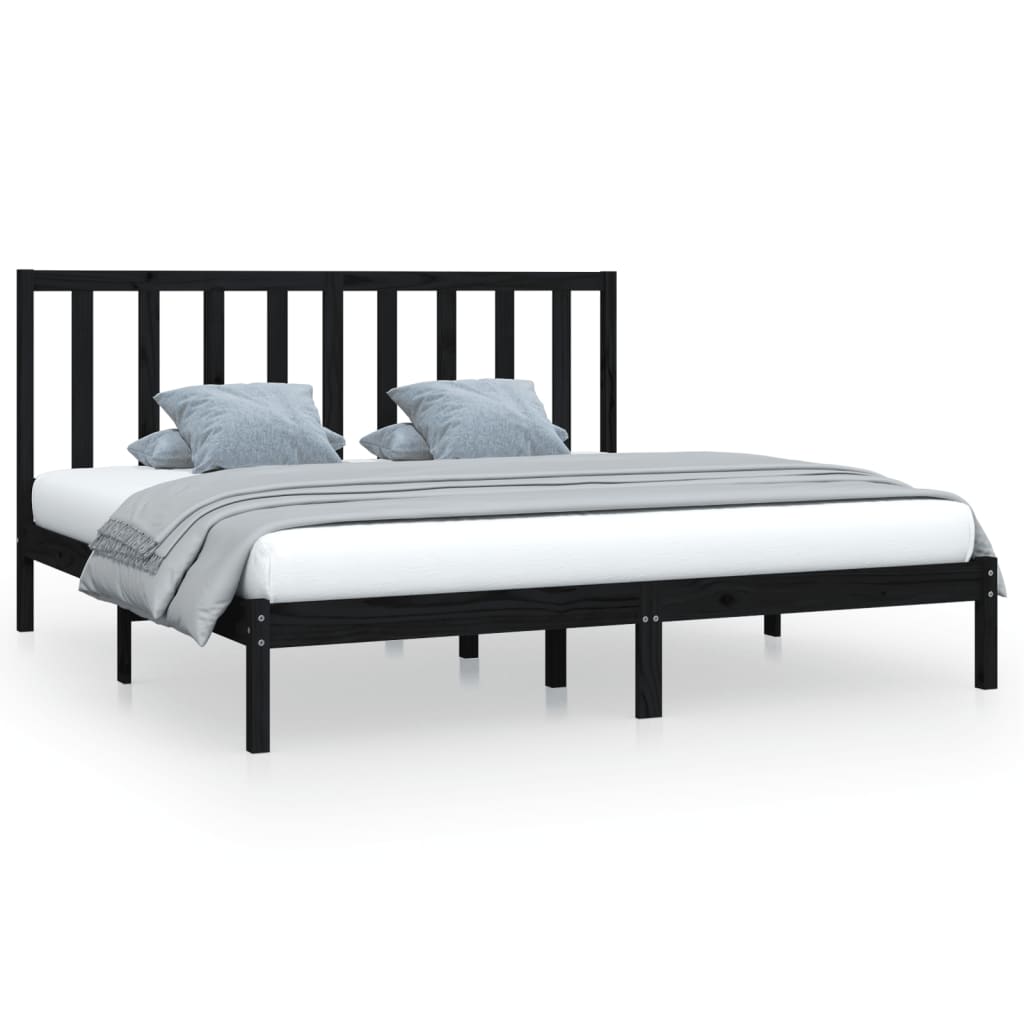 vidaXL Estructura de cama de madera maciza de pino negra 200x200 cm