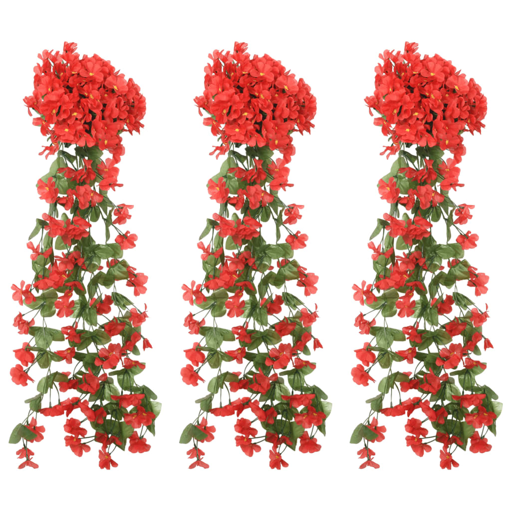 vidaXL Guirnaldas de flores de Navidad 3 uds rojo 85 cm