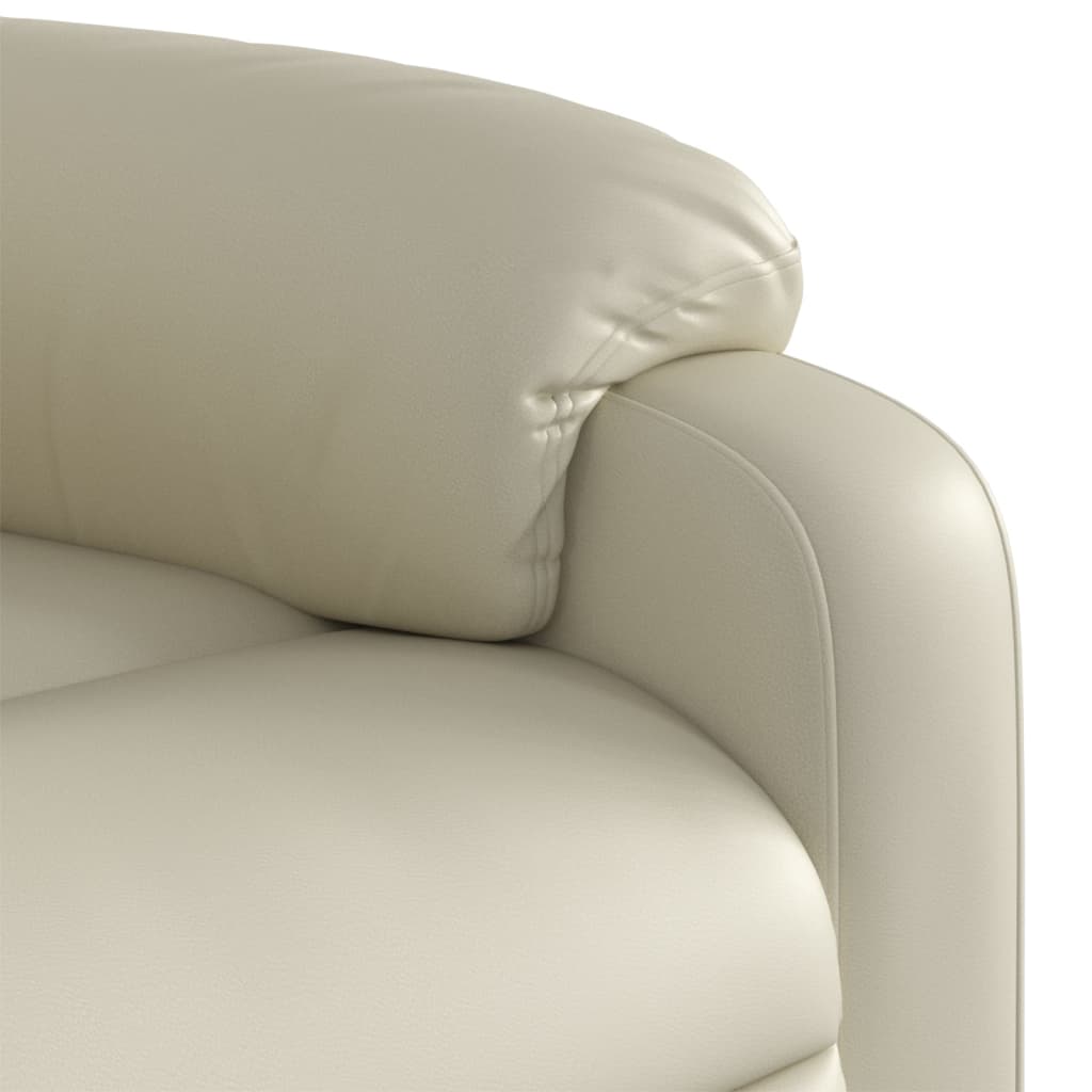 vidaXL Sillón reclinable de masaje cuero sintético crema