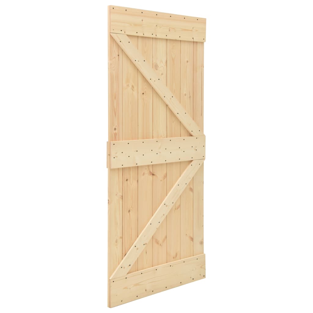 vidaXL Puerta corredera con herrajes madera maciza de pino 80x210 cm