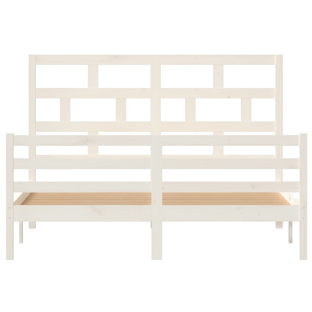 vidaXL Estructura de cama madera maciza blanca King Size 150x200 cm