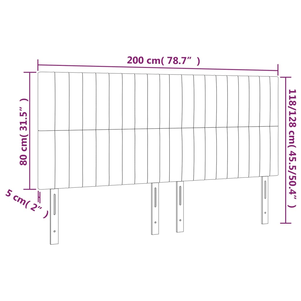 vidaXL Cabecero con luces LED tela gris taupe 200x5x118/128 cm