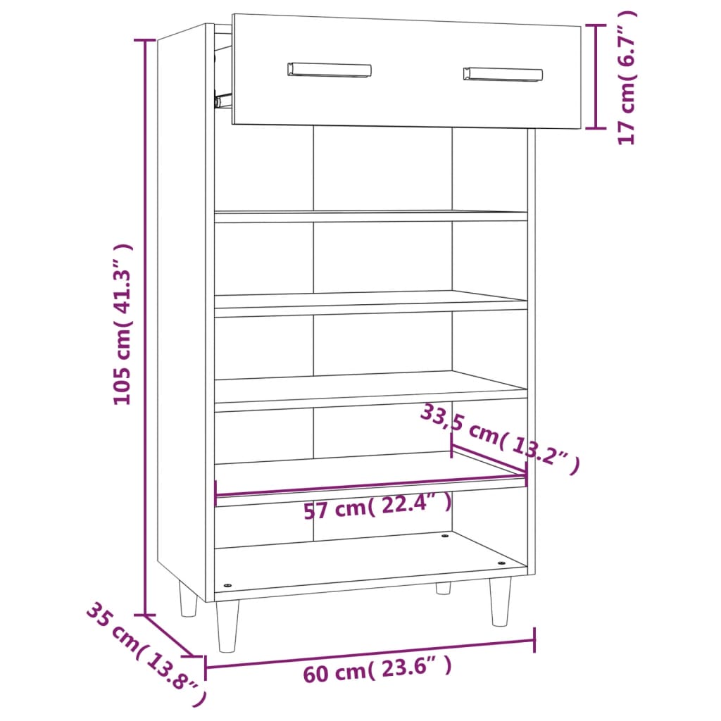 vidaXL Mueble zapatero de madera contrachapada negro 60x35x105 cm